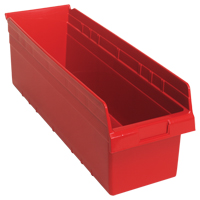 Store-Max Shelf Bins, 8-3/8" W x 8" H x 23-5/8" D, Red, 68 lbs. Capacity Toolneeds Inc.