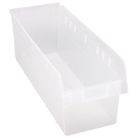Store-Max Shelf Bins, 8-3/8" W x 8" H x 23-5/8" D, Clear, 68 lbs. Capacity Toolneeds Inc.