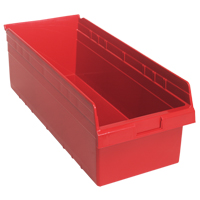 Store-Max Shelf Bins, 11-1/8" W x 8" H x 23-5/8" D, Red, 68 lbs. Capacity Toolneeds Inc.
