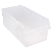Store-Max Shelf Bins, 11-1/8" W x 8" H x 23-5/8" D, Clear, 68 lbs. Capacity Toolneeds Inc.