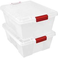 Plastic Latch Container, 15.875" W x 21" D x 7.75" H, Clear Toolneeds Inc.