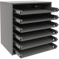 Small Bearing Slide Rack, Steel, 6 Slots, 15-9/16" W x 11-7/8" D x 16-3/8" H, Grey Toolneeds Inc.