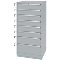 Drawer Cabinets, 8 Drawers, 28-1/4" W x 28-1/2" D x 59-1/2" H, Grey Toolneeds Inc.