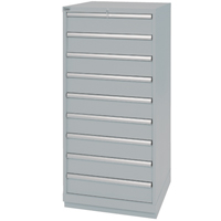Drawer Cabinets, 9 Drawers, 28-1/4" W x 28-1/2" D x 59-1/2" H, Grey Toolneeds Inc.