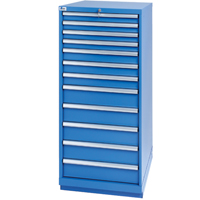 Drawer Cabinets, 12 Drawers, 28-1/4" W x 28-1/2" D x 59-1/2" H, Bright blue Toolneeds Inc.