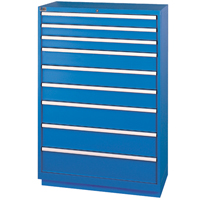 Drawer Cabinets, 9 Drawers, 40-1/4" W x 22-1/2" D x 59-1/2" H, Bright blue Toolneeds Inc.