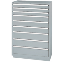 Drawer Cabinets, 9 Drawers, 40-1/4" W x 22-1/2" D x 59-1/2" H, Grey Toolneeds Inc.