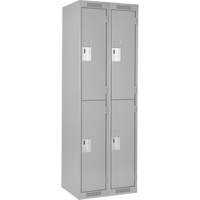 Clean Line Lockers, 2 -tier, Bank of 2, 24" x 18" x 72", Steel, Grey, Rivet (Assembled) Toolneeds Inc.