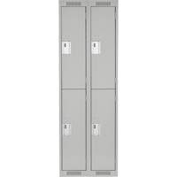 Clean Line Lockers, 2 -tier, Bank of 2, 24" x 18" x 72", Steel, Grey, Rivet (Assembled) Toolneeds Inc.