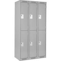 Clean Line Lockers, 2 -tier, Bank of 3, 36" x 18" x 72", Steel, Grey, Rivet (Assembled) Toolneeds Inc.