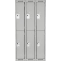 Clean Line Lockers, 2 -tier, Bank of 3, 36" x 18" x 72", Steel, Grey, Rivet (Assembled) Toolneeds Inc.