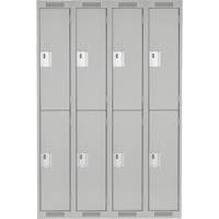 Clean Line Lockers, 2 -tier, Bank of 4, 48" x 18" x 72", Steel, Grey, Rivet (Assembled) Toolneeds Inc.