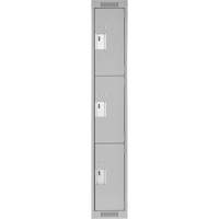Clean Line Lockers, 3 -tier, 12" x 18" x 72", Steel, Grey, Rivet (Assembled) Toolneeds Inc.