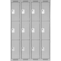 Casiers Clean Line, 3 niveaux, Bloc de 4, 48" x 18" x 72", Acier, Gris, Rivet (assembl&eacute;) Toolneeds Inc.