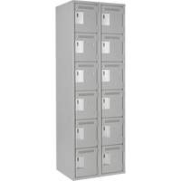 Clean Line Lockerettes, 6 -tier, Bank of 2, 24" x 18" x 72", Steel, Grey, Rivet (Assembled) Toolneeds Inc.