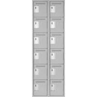 Clean Line Lockerettes, 6 -tier, Bank of 2, 24" x 18" x 72", Steel, Grey, Rivet (Assembled) Toolneeds Inc.