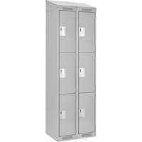 Clean Line Lockers, 3 -tier, Bank of 2, 24" x 18" x 78", Steel, Grey, Rivet (Assembled) Toolneeds Inc.
