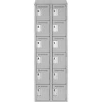 Clean Line Lockerette , 6 -tier, Bank of 2, 24" x 18" x 78", Steel, Grey, Rivet (Assembled) Toolneeds Inc.