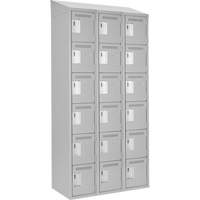 Clean Line Lockerette , 6 -tier, Bank of 3, 36" x 18" x 78", Steel, Grey, Rivet (Assembled) Toolneeds Inc.