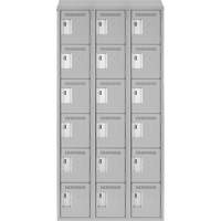 Clean Line Lockerette , 6 -tier, Bank of 3, 36" x 18" x 78", Steel, Grey, Rivet (Assembled) Toolneeds Inc.