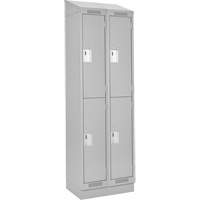 Clean Line Lockers, 2 -tier, Bank of 2, 24" x 18" x 82", Steel, Grey, Rivet (Assembled) Toolneeds Inc.