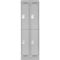 Clean Line Lockers, 2 -tier, Bank of 2, 24" x 18" x 82", Steel, Grey, Rivet (Assembled) Toolneeds Inc.
