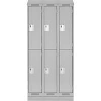 Clean Line Lockers, 2 -tier, Bank of 3, 36" x 18" x 82", Steel, Grey, Rivet (Assembled) Toolneeds Inc.