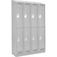Clean Line Lockers, 2 -tier, Bank of 4, 48" x 18" x 82", Steel, Grey, Rivet (Assembled) Toolneeds Inc.