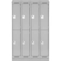 Clean Line Lockers, 2 -tier, Bank of 4, 48" x 18" x 82", Steel, Grey, Rivet (Assembled) Toolneeds Inc.