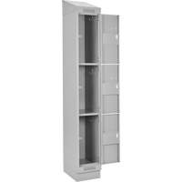Clean Line Lockers, 3 -tier, Bank of 4, 48" x 18" x 82", Steel, Grey, Rivet (Assembled) Toolneeds Inc.