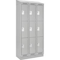 Clean Line Lockers, 3 -tier, Bank of 3, 36" x 18" x 82", Steel, Grey, Rivet (Assembled) Toolneeds Inc.