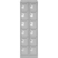 Clean Line Lockerette, 6 -tier, Bank of 2, 24" x 18" x 82", Steel, Grey, Rivet (Assembled) Toolneeds Inc.