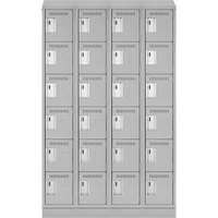 Clean Line Lockerette, 6 -tier, Bank of 4, 48" x 18" x 82", Steel, Grey, Rivet (Assembled) Toolneeds Inc.