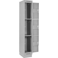 Clean Line Lockers, 3 -tier, Bank of 4, 48" x 18" x 76", Steel, Grey, Rivet (Assembled) Toolneeds Inc.
