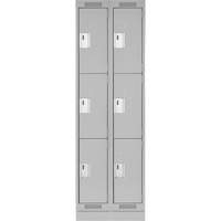 Clean Line Lockers, 3 -tier, Bank of 2, 24" x 18" x 76", Steel, Grey, Rivet (Assembled) Toolneeds Inc.