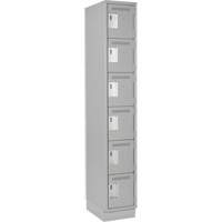 Clean Line Lockerette, 6 -tier, 12" x 18" x 76", Steel, Grey, Rivet (Assembled) Toolneeds Inc.