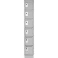 Clean Line Lockerette, 6 -tier, 12" x 18" x 76", Steel, Grey, Rivet (Assembled) Toolneeds Inc.