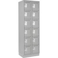 Clean Line Lockerette, 6 -tier, Bank of 2, 24" x 18" x 76", Steel, Grey, Rivet (Assembled) Toolneeds Inc.