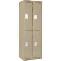 Clean Line Lockers, 2 -tier, Bank of 2, 24" x 18" x 72", Steel, Beige, Rivet (Assembled) Toolneeds Inc.