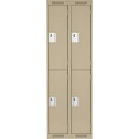 Clean Line Lockers, 2 -tier, Bank of 2, 24" x 18" x 72", Steel, Beige, Rivet (Assembled) Toolneeds Inc.