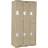 Clean Line Lockers, 2 -tier, Bank of 3, 36" x 18" x 72", Steel, Beige, Rivet (Assembled) Toolneeds Inc.