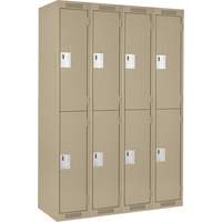 Clean Line Lockers, 2 -tier, Bank of 4, 48" x 18" x 72", Steel, Beige, Rivet (Assembled) Toolneeds Inc.