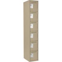 Clean Line Lockerette, 6 -tier, 12" x 18" x 72", Steel, Beige, Rivet (Assembled) Toolneeds Inc.