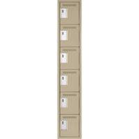 Clean Line Lockerette, 6 -tier, 12" x 18" x 72", Steel, Beige, Rivet (Assembled) Toolneeds Inc.