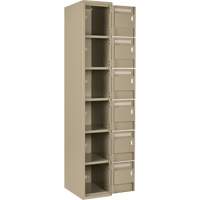 Clean Line Lockerette, 6 -tier, Bank of 4, 48" x 18" x 72", Steel, Beige, Rivet (Assembled) Toolneeds Inc.