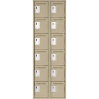 Clean Line Lockerette, 6 -tier, Bank of 2, 24" x 18" x 72", Steel, Beige, Rivet (Assembled) Toolneeds Inc.