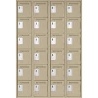 Clean Line Lockerette, 6 -tier, Bank of 4, 48" x 18" x 72", Steel, Beige, Rivet (Assembled) Toolneeds Inc.