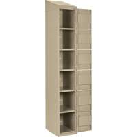 Clean Line Lockerette, 6 -tier, Bank of 4, 48" x 18" x 78", Steel, Beige, Rivet (Assembled) Toolneeds Inc.
