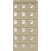 Clean Line Lockerette, 6 -tier, Bank of 3, 36" x 18" x 78", Steel, Beige, Rivet (Assembled) Toolneeds Inc.