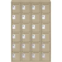 Clean Line Lockerette, 6 -tier, Bank of 4, 48" x 18" x 78", Steel, Beige, Rivet (Assembled) Toolneeds Inc.